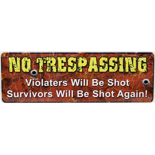 【メール便発送】ティンプレート（S) NO TRESSPASSING 縦9×横27cm ブリキ看板 インテリア アメリカ雑貨