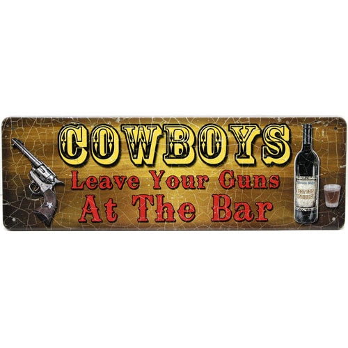 【メール便発送】ティンプレート（S) COWBOYS (At the Bar) 縦9×横27cm ブリキ看板 インテリア アメリカ雑貨