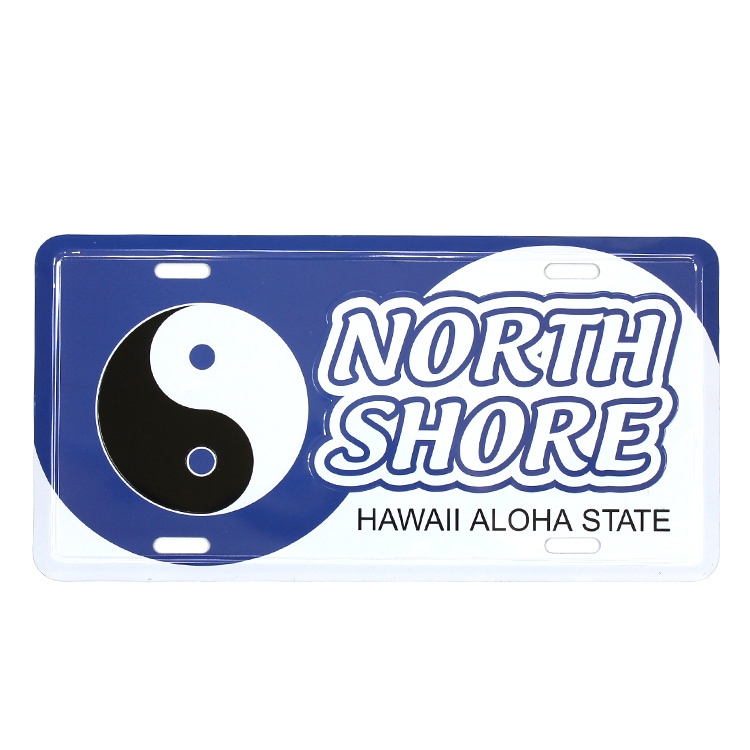 【メール便発送】 CMプレート ハワイアン North Shore インヤン 縦15.3×横30.3cm ナンバープレート型 インテリア 看板 アルミ製 アメリカン雑貨