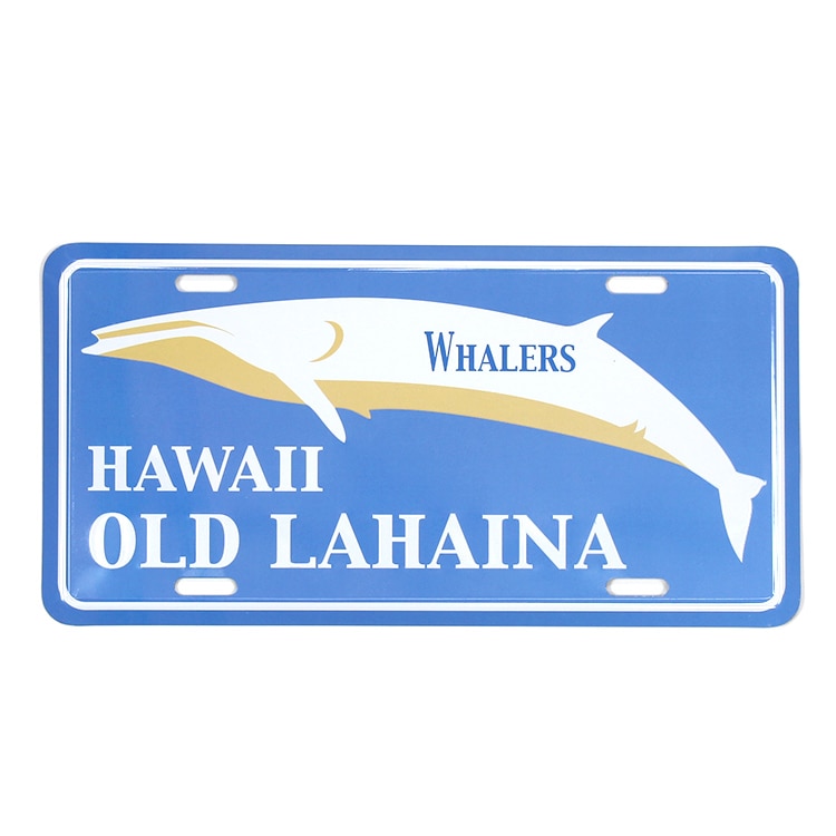 【メール便発送】 CMプレート ハワイアン Hawaii Old Lahaina クジラ 縦15.3×横30.3cm ナンバープレート型 インテリア 看板 アルミ製 アメリカン雑貨