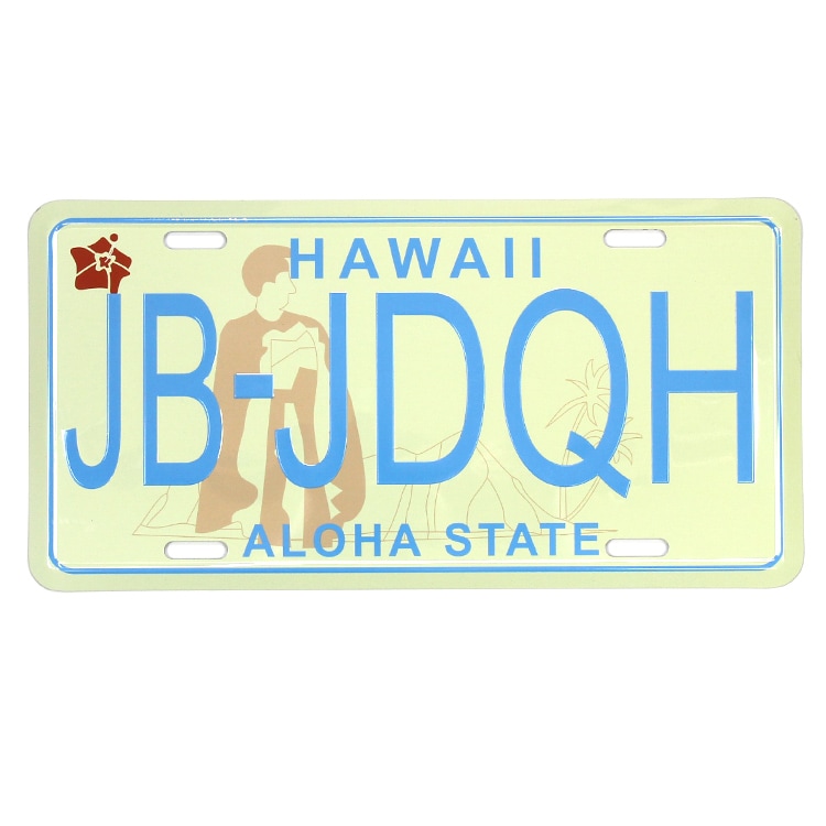 【メール便発送】 CMプレート ハワイアン JB-JDQH 縦15.3×横30.3cm ナンバープレート型 インテリア 看板 アルミ製 アメリカン雑貨