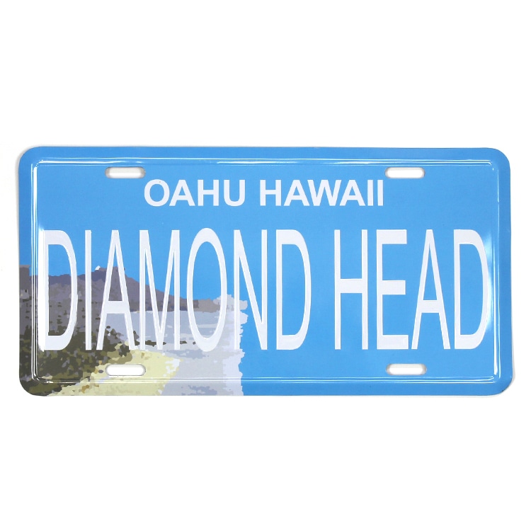 【メール便発送】 CMプレート ハワイアン OAHU HAWAII DIAMOND HEAD 縦15.3×横30.3cm ナンバープレート型 インテリア 看板 アルミ製 アメリカン雑貨