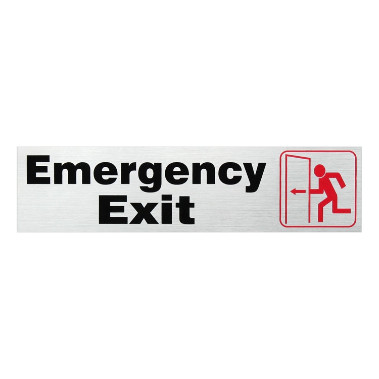 【メール便発送】HILLMAN ヒルマン アルミサインステッカー Emergency Exit 非常出口 #848554 縦5.1×横20.3cm アルミ製 Made in USA アメリカ雑貨
