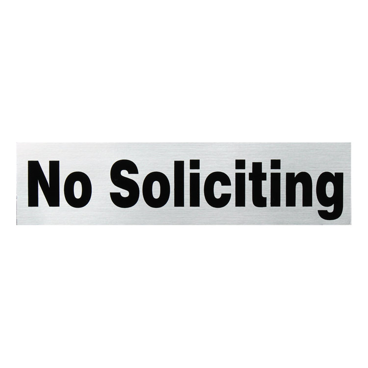 【メール便発送】HILLMAN ヒルマン アルミサインステッカー No Soliciting 訪問販売お断り #839840 縦5.1×横20.3cm アルミ製 Made in USA アメリカ雑貨