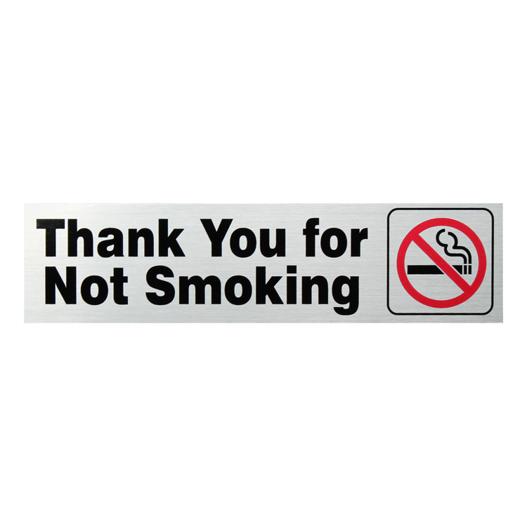 【メール便発送】HILLMAN ヒルマン アルミサインステッカー Thank You for Not smoking 禁煙にご協力いただきありがとうございます #839842 縦5.1×横20.3cm アルミ製 Made in USA アメリカ雑貨