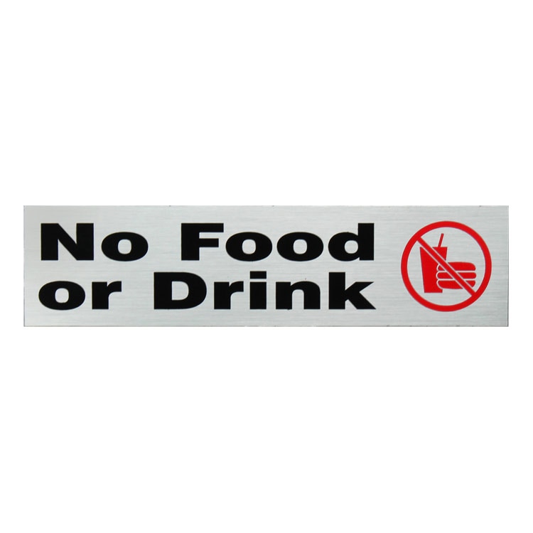 【メール便発送】HILLMAN ヒルマン アルミサインステッカー Not Food or Drink 飲食禁止 #848566 縦5.1×横20.3cm アルミ製 Made in USA アメリカ雑貨