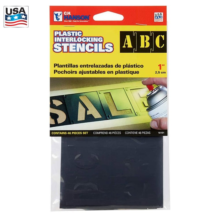 【メール便発送】C.H HANSON ハンソン プラスチックステンシル46Pセット （1インチ ） 世田谷ベース ガレージング アメリカ製 アメリカン雑貨　