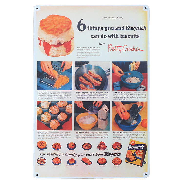レトロブリキ看板 広告デザイン Betty Crocker ケーキ 縦45cm×横30cm スチール製