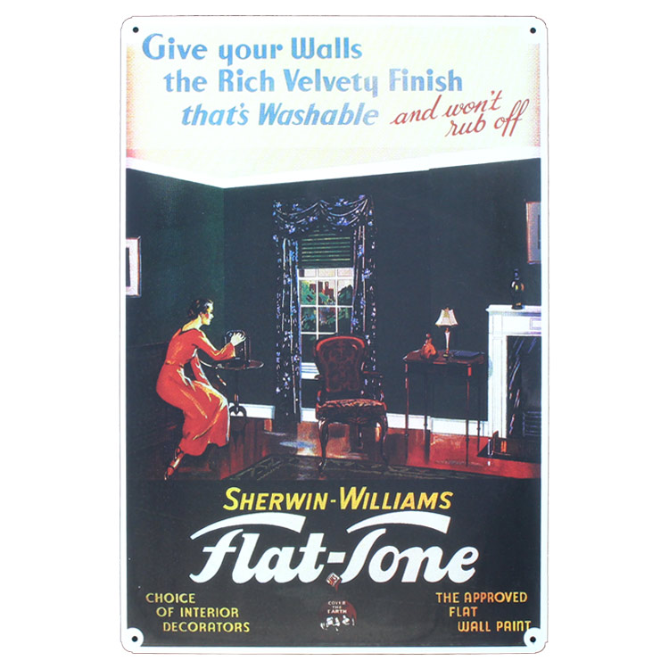 レトロブリキ看板 広告デザイン Flat-Tone Wall Paint 縦45cm×横30cm スチール製