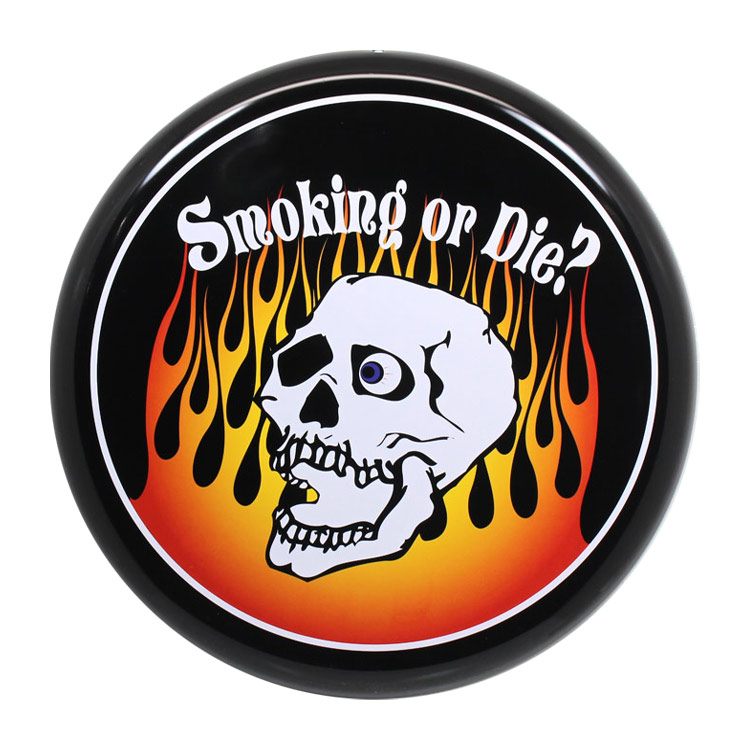 アメリカン看板 オーバルプレート Smoking or Die? 直径31.5cm×厚さ2.2cm ブリキ製 メタルサイン 壁面装飾 ガレージ インテリア アメリカン雑貨