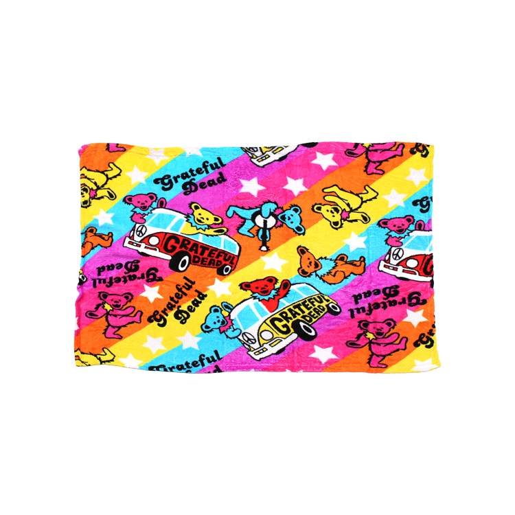 フリースブランケット（S） デッドベア RAINBOW BAN 70×100cm マイクロファイバー素材 アウトドアブランケット 毛布 ひざ掛け キャラクター柄 アメリカン雑貨 デッドストック