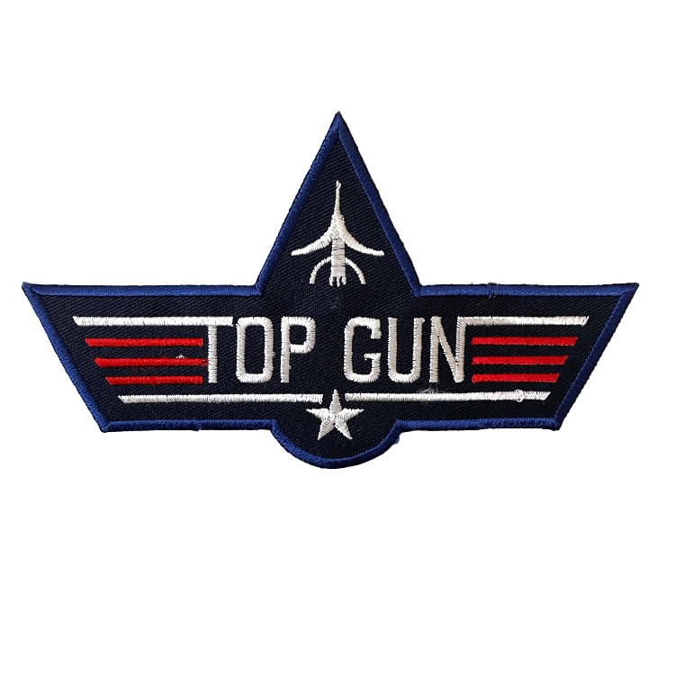 【メール便発送】ワッペン TOP GUN 縦8.5×横14.5cm コットン製 アイロンパッチ アイロン 大人向け パッチ 海外 アレンジ かっこいい アメリカン雑貨アイロンで手軽につけられる刺繍ワッペン。