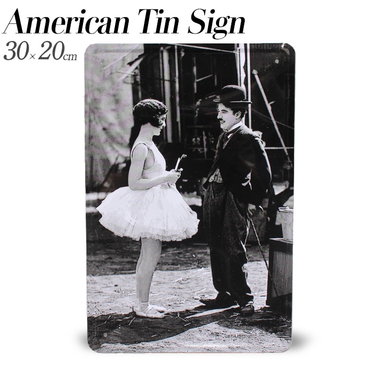 【メール便発送】看板  ティンプレート チャップリン H30×W20cm ブリキ製 インテリア 壁面装飾 オシャレ アメリカ雑貨 アメリカン雑貨アメリカン 四角 かっこいい ヴィンテージ ビンテージ コンパクト 店舗 トイレ 玄関 リビング バー カフェ