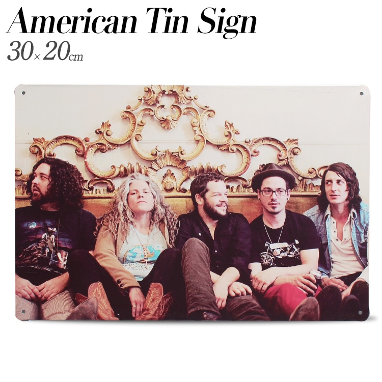【メール便発送】ティンプレート バンド H20×W30cm ブリキ製 インテリア 壁面装飾 オシャレ アメリカ雑貨 アメリカン雑貨アメリカン 四角 かっこいい ヴィンテージ ビンテージ コンパクト 店舗 トイレ 玄関 リビング バー カフェ