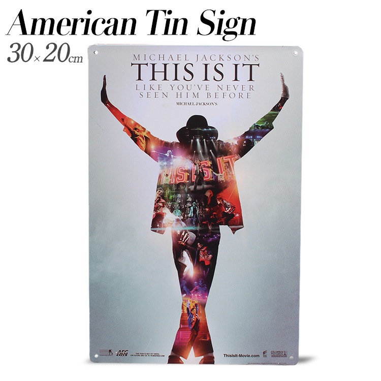 【メール便発送】ティンプレート マイケルジャクソン This is it H30×W20cm ブリキ製 インテリア 壁面装飾 オシャレ アメリカ雑貨 アメリカン雑貨アメリカン 四角 かっこいい ヴィンテージ ビンテージ コンパクト 店舗 トイレ 玄関 リビング バー カフェ