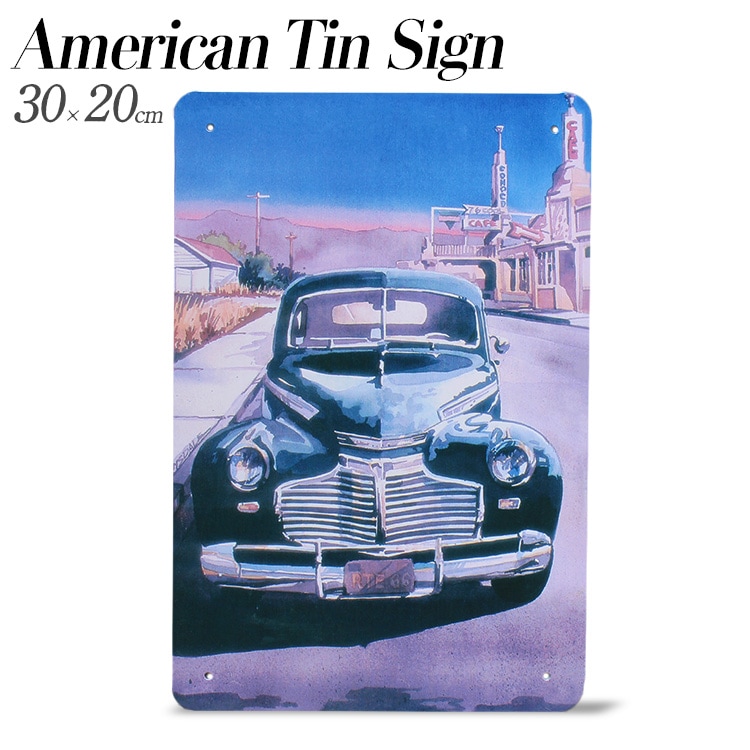 【メール便発送】ティンプレート ビンテージカー Route66 H30×W20cm ブリキ製 インテリア 壁面装飾 オシャレ アメリカ雑貨 アメリカン雑貨アメリカン 四角 かっこいい ヴィンテージ ビンテージ コンパクト 店舗 トイレ 玄関 リビング バー カフェ
