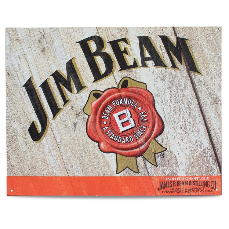 ブリキ 看板 ティンプレート JIM BEAM ジンビーム H31.8×W40.5cm ブリキ製 オシャレ 壁面 インテリア小物 アメリカン雑貨アメリカン 四角 かっこいい ヴィンテージ ビンテージ コンパクト 店舗 トイレ 玄関 リビング バー カフェ 輸入雑貨