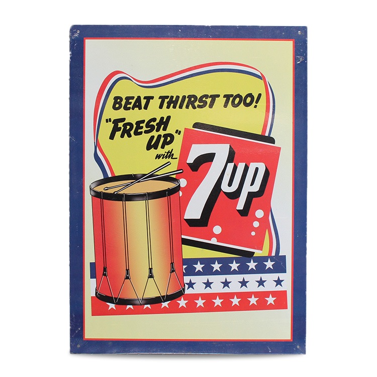ブリキ 看板 ティンプレート 7UP Fresh Up セブンアップ H44×W31.8cm
