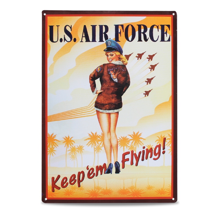 ブリキ 看板 ティンプレート U.S.AIR FORCE ユーエス エアフォース H42×W29.5cm ブリキ製 オシャレ 壁面 インテリア アメリカン雑貨アメリカン 四角 かっこいい ヴィンテージ ビンテージ コンパクト 店舗 トイレ 玄関 リビング バー カフェ 輸入雑貨