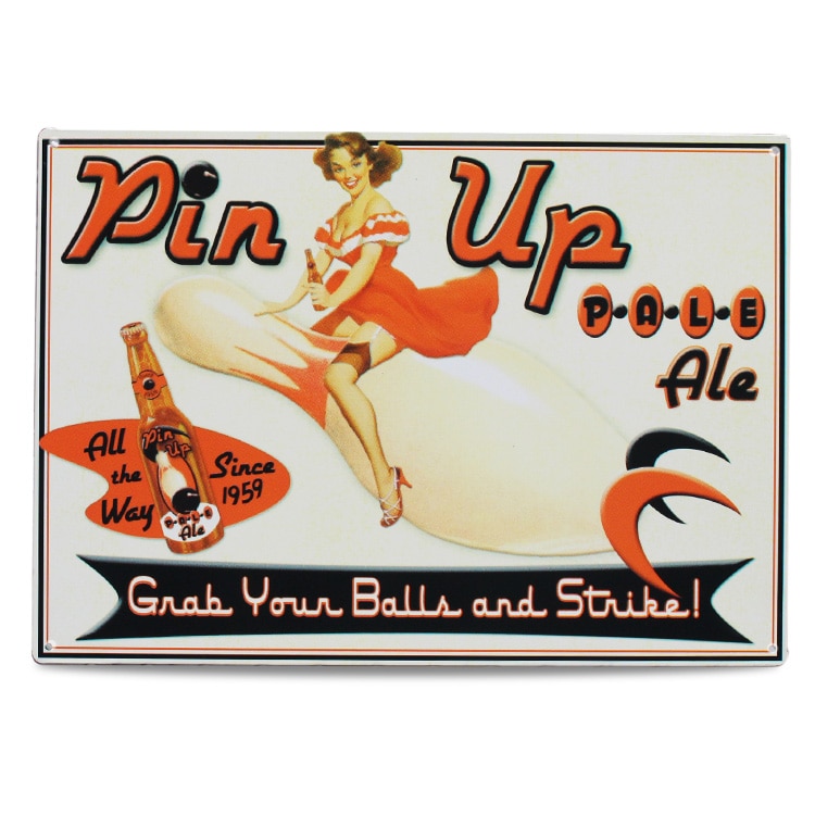 メタルサイン Pin Up PALE ALE ピンナップガール ペールエール El-03 縦29.5×横42cm クールコレクティブル アメリカ製 ブリキ看板アメリカン 四角 かっこいい ヴィンテージ ビンテージ コンパクト 店舗 トイレ 玄関 リビング バー カフェ 輸入雑貨