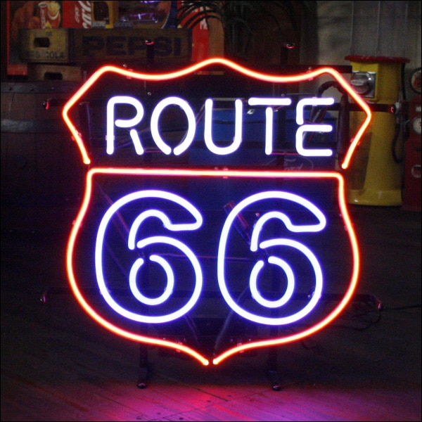 多様な （ルート66 66 ROUTE ネオンサイン 限定1点 ） 照明 ネオン管 アンティーク雑貨