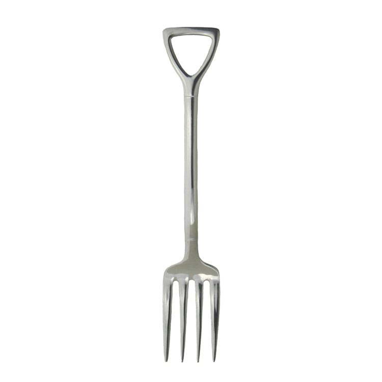 【メール便発送】ショベルスプーンシリーズ スパゲティフォーク 四本爪 17.5cm ステンレス製 日本製 工事フォーク風 カトラリーまるで牧場？でもテーブルの上です。