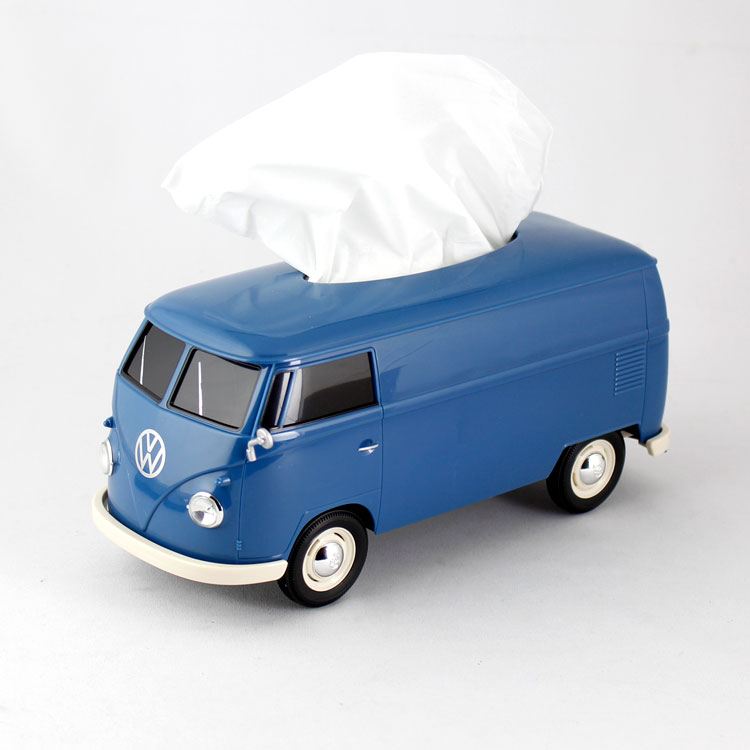 WELLY 1963 フォルクスワーゲンバス ティッシュケース（ブルー）ミニカー風 ペン立て付き ティッシュボックス アメリカン雑貨 VW公式ライセンス本物そっくりのVWバス！ペン立て付きで実用性も◎ 