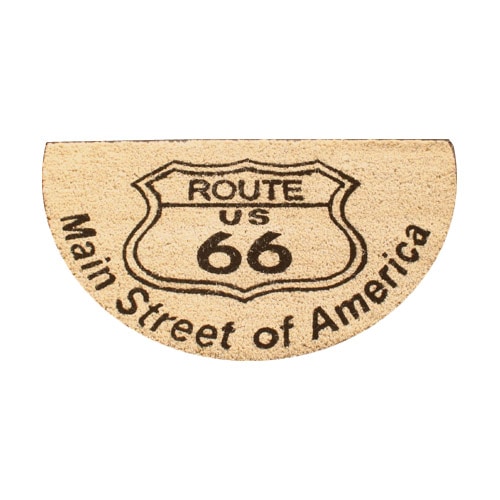 ROUTE66 セミサークル ココマット ブラウン 40×70cm 玄関マット 天然素材 アメリカン雑貨