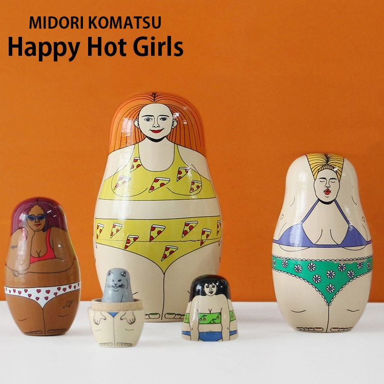 【misen2014 さま】* vintage ❀ 小さなかわいい コトリちゃん 置物 コマツミドリ ハッピー ホット ガールズ マトリョーシカ