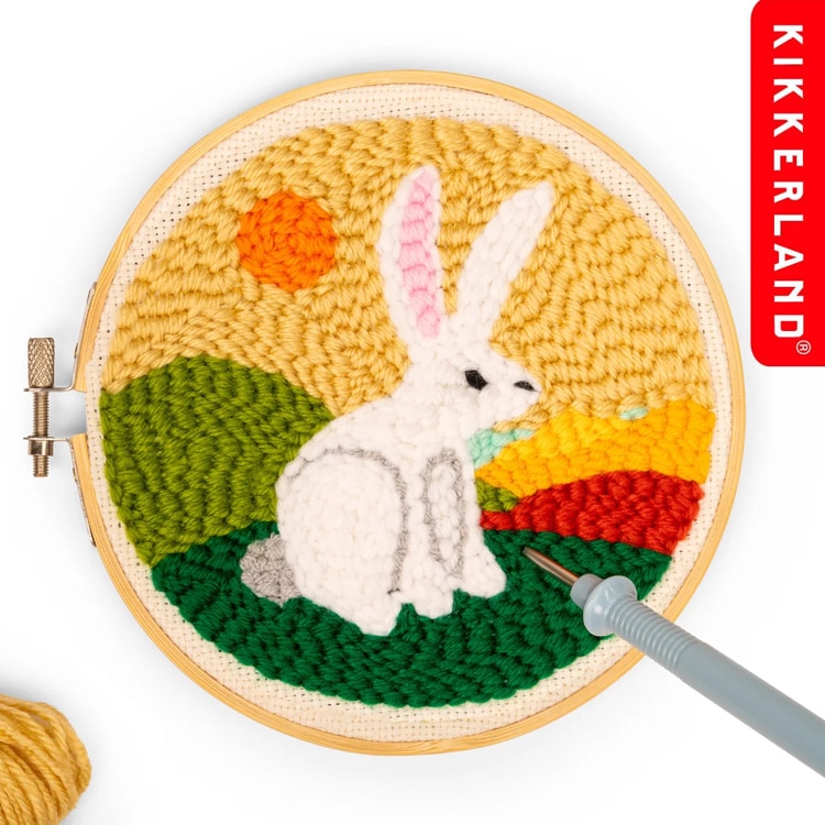 【メール便発送】キッカーランド パンチニードル キット ハレ 直径約15.9cm ステッチ 手芸 うさぎ KIKKERLAND HARE PUNCH NEEDLE KGG272初心者でも簡単！ニードルパンチ スターターキット ウサギ 北欧