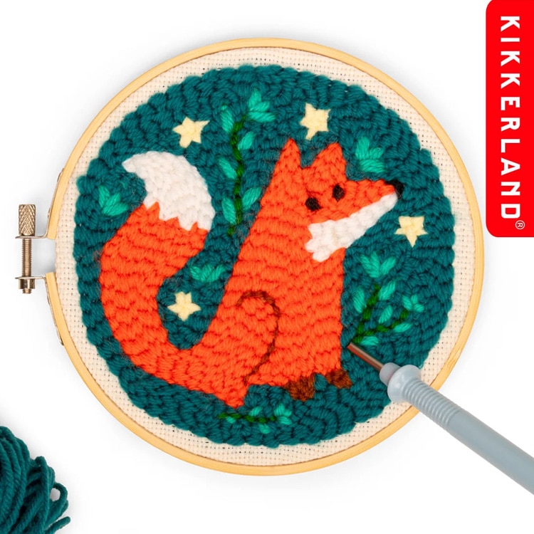 【メール便発送】フォックス キッカーランド パンチ ニードル キット 直径約15.9cm ステッチ 手芸 KIKKERLAND FOX PUNCH NEEDLE KGG273初心者でも簡単！ニードルパンチ スターターキット キツネ 北欧