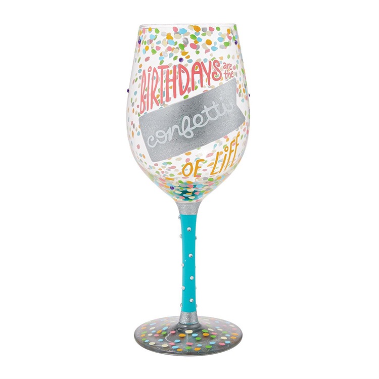 ワイングラス BIRTHDAYS ARE CONFETTI 高さ22.4cm 440ml ガラス製 ロリータ パーティ グラス 食器 キッチン雑貨 おしゃれ Lolita enesco【メーカー直送】【同梱不可】【あす楽不可】【代引き不可】