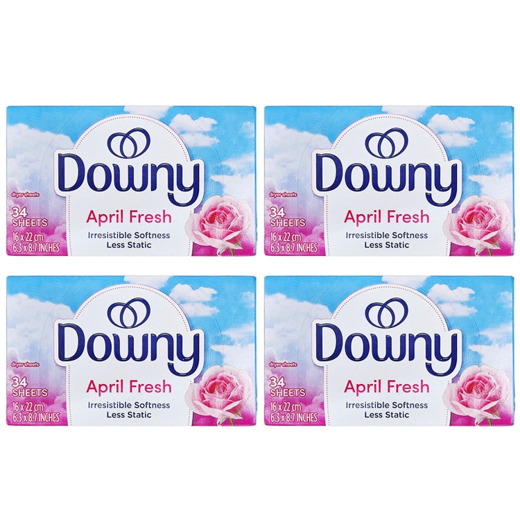 DOWNY ダウニー シート柔軟剤 エイプリルフレッシュの香り 34枚 乾燥機用 柔軟シート 8本セット 乾燥機用 柔軟シート アメリカ雑貨 アメリカン雑貨【4個 セット売り】