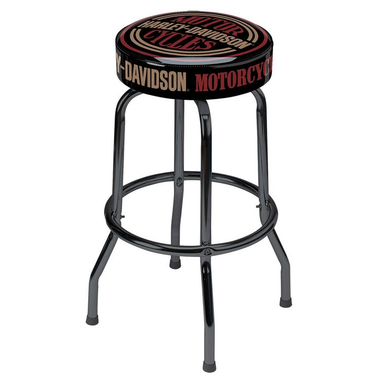 HARLEY-DAVIDSON ハーレーダビッドソン MOTOR CYCLES バースツール（シングルリング） HDL-12140  360度回転 アメリカ雑貨 アメリカン雑貨【期間限定セール】クロームの輝きと重厚なデザイン。