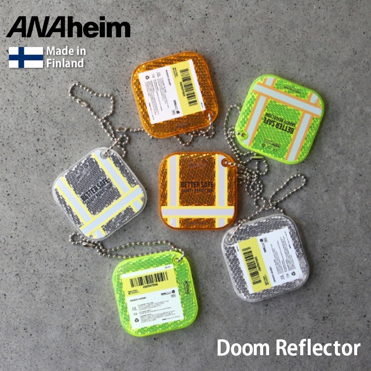 【メール便発送】反射板 キーホルダー ANAheim アナハイム ドゥーム リフレクター バーコード ベスト フィンランド製 おしゃれ アメリカン雑貨2倍の反射性能！夜間も安心リフレクターキーホルダー ANAheim Doom Reflector