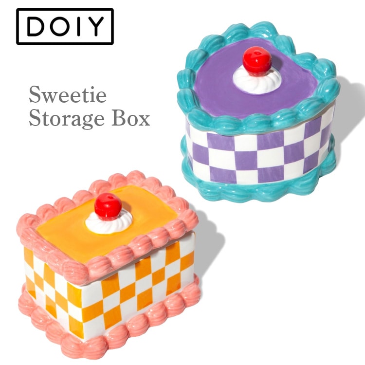 小物入れ DOIY ドーイ スイーティー ストレージボックス レクタングルケーキ ハートケーキ 陶器製 ケーキ型 ジュエリーケース かわいい おしゃれ  ケーキモチーフの小物入れ