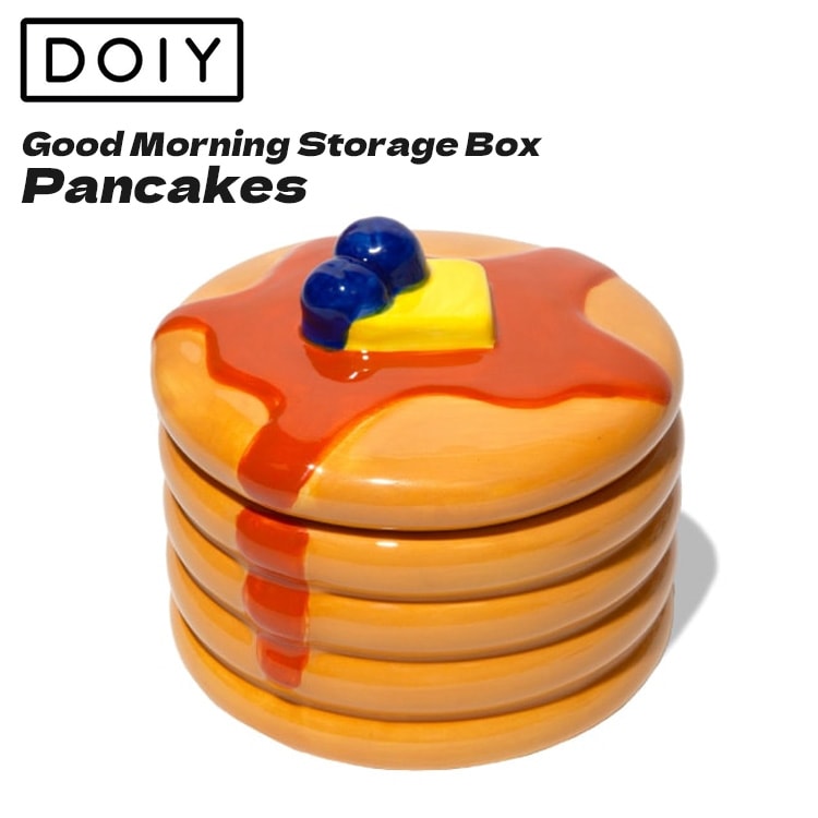 小物入れ DOIY ドーイ グッドモーニング ストレージボックス パンケーキ 陶器製 ホットケーキ型 ジュエリーケース かわいい おしゃれ  パンケーキモチーフの陶器の小物入れ