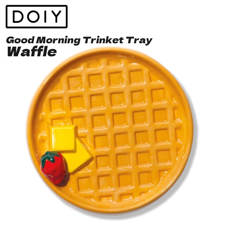 トレー DOIY ドーイ グッドモーニング トリンケット トレイ ワッフル 陶器製 ジュエリーケース トレイ お皿 かわいい おしゃれ  ワッフルモチーフの陶器の小物トレイ