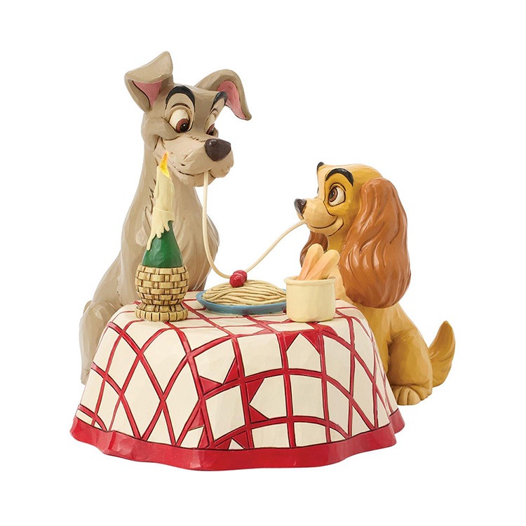 フィギュア ディズニー レディ＆トランプ スパゲッティ シーン 15cm enesco Disney Traditions レジン製 インテリア小物 おしゃれ わんわん物語【メーカー直送】【同梱不可】【あす楽不可】【代引き不可】