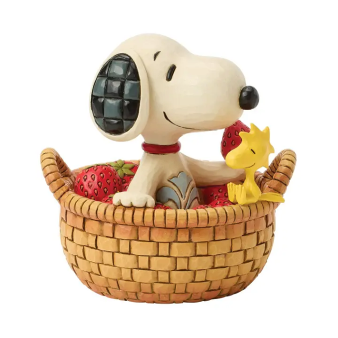 SNOOPY スヌーピー＆ウッドストック ストロベリーバスケット 12.4cm レジン製 ピーナッツ enesco Peanuts JIM SHORE【メーカー直送】【同梱不可】【あす楽不可】【代引き不可】