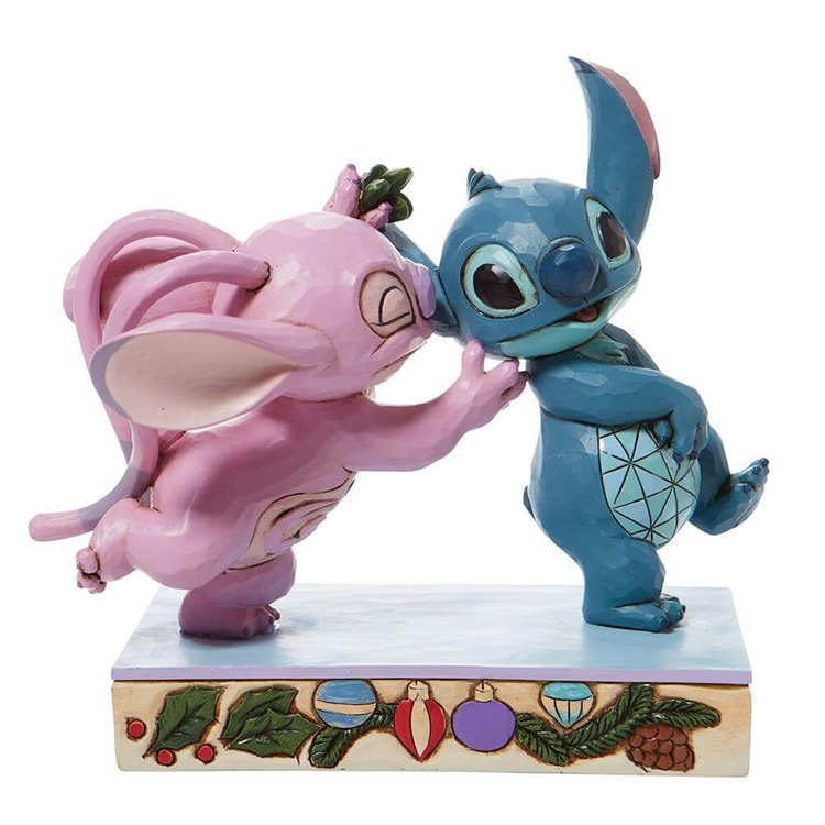 フィギュア エンジェル＆スティッチ ヤドリギ クリスマス 約15cm enesco Disney Traditions リロアンドスティッチ レジン製 人形 置物【メーカー直送】【同梱不可】【あす楽不可】【代引き不可】