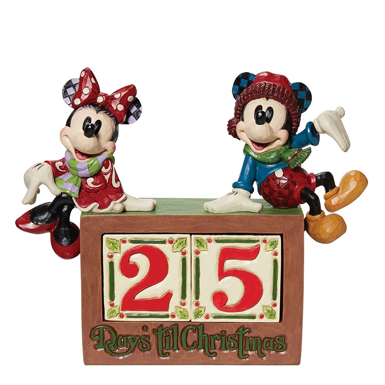 フィギュア ミッキー&ミニー カウントダウンブロック クリスマス 約19cm enesco Disney Traditions ミッキーマウス ミニーちゃん レジン製 人形 置物【メーカー直送】【同梱不可】【あす楽不可】【代引き不可】