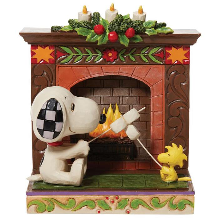 置物 フィギュア SNOOPY スヌーピー＆ウッドストック ファイヤープレイス クリスマス 高さ11cm ポリレジン製 スヌーピー インテリア小物  enesco Peanuts JIM SHORE【メーカー直送】【同梱不可】【あす楽不可】【代引き不可】