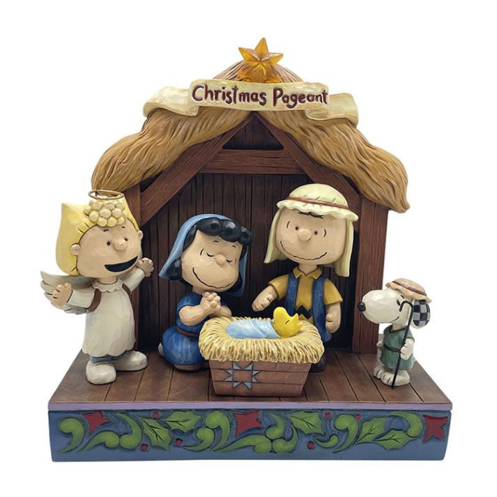 置物 フィギュア SNOOPY ピーナッツ クリスマスページェント クリスマス 高さ17,5cm ポリレジン製 スヌーピー インテリア小物  enesco Peanuts JIM SHORE【メーカー直送】【同梱不可】【あす楽不可】【代引き不可】