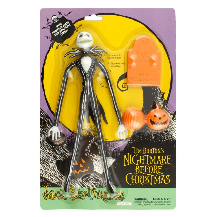 ナイトメア・ビフォア・クリスマス ジャック・スケリントン ベンダブルフィギュア ハロウィーン  ティム・バートン アメリカン雑貨 Hasbroナイトメアの手足が曲げられるキャラクターフィギュア。