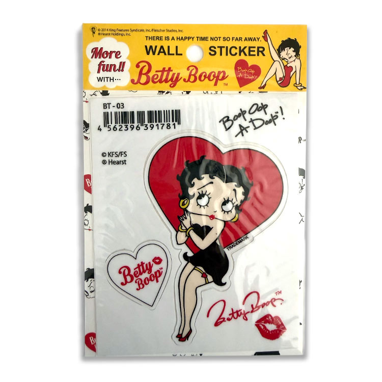 【メール便発送】ステッカー ベティブープ ウォールステッカー BT-10 H9.3×W7.2cm ビニル製 防水 Betty Boop アメリカン雑貨ベティちゃんのオフィシャルライセンス デカール