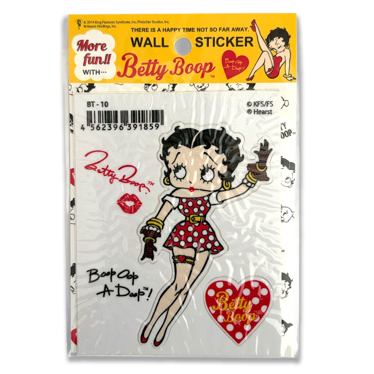 【メール便発送】ステッカー ベティブープ ウォールステッカー BT-03 H9.3×W7.2cm ビニル製 防水 Betty Boop アメリカン雑貨ベティちゃんのオフィシャルライセンス デカール