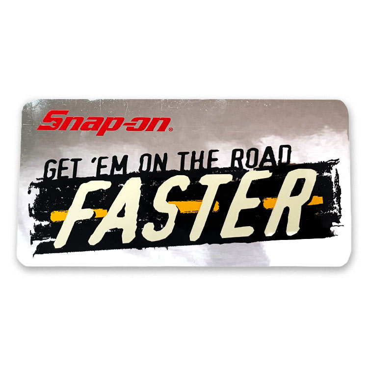 【メール便発送】Snap-on スナップオン デカール FASTER 縦9.4×横17.3cmアメリカの工具ブランドのステッカー 工具好きのための一枚。