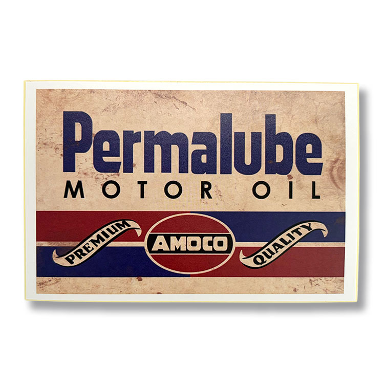 【メール便発送】ノスタルジックステッカー レーシングデカール Permalube MOTOR OIL W6.7×H9.9cm貼るだけで、ガレージが本場仕様。レーシングデザイン。