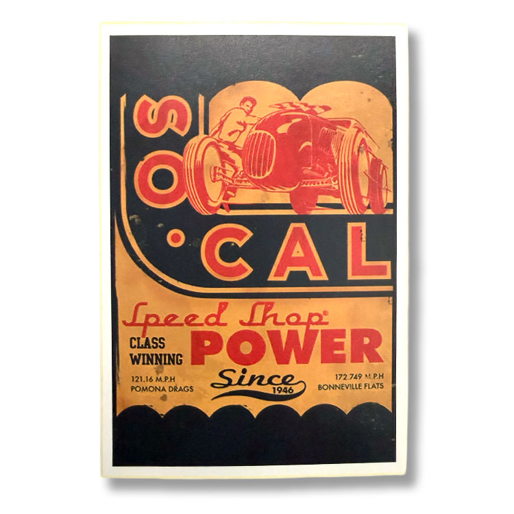 【メール便発送】ノスタルジックステッカー レーシングデカール SO CAL W6.7×H10cm貼るだけで、ガレージが本場仕様。レーシングデザイン。